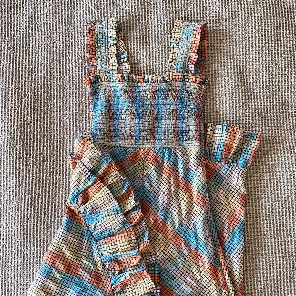 Ganni Check Searsucker Maxi Dress Size 32 / US 0